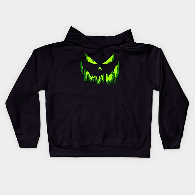 Green Jack-o'-lantern Kids Hoodie by SEISCARAS